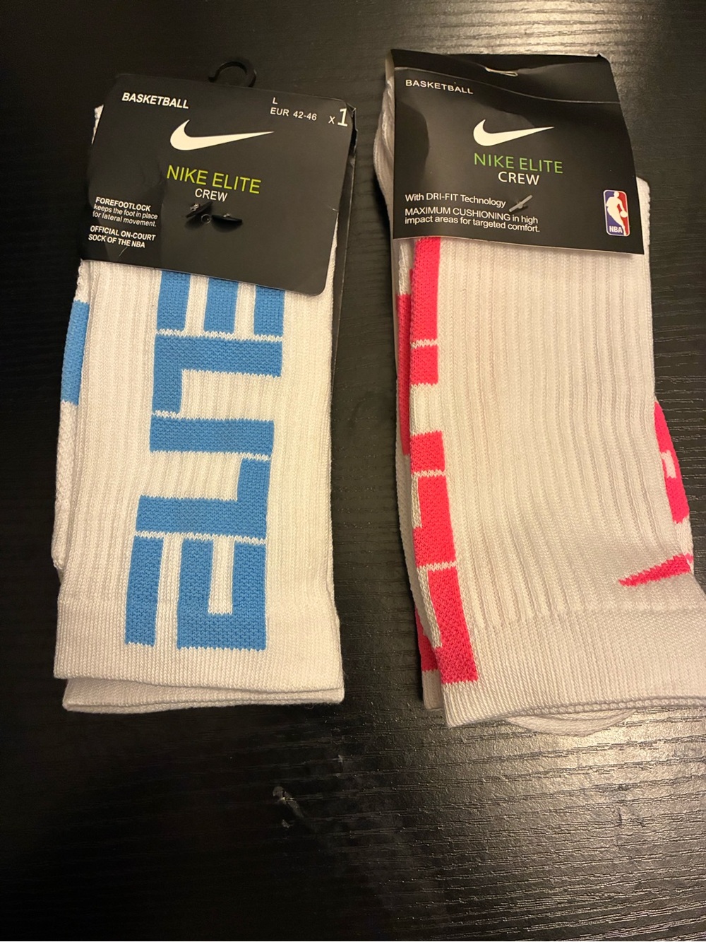 Nike Elite Socks - White with Blue or Pink Accents